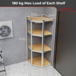 Costway 4-Tier Corner Metal Shelving Unit Adjustable Garage Storage Utility Rack 720KG in Natural - thumbnail 2