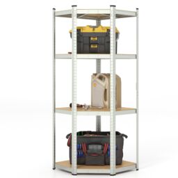 Costway 4-Tier Corner Metal Shelving Unit Adjustable Garage Storage Utility Rack 720KG in Natural - thumbnail 1