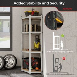 Costway 4-Tier Corner Metal Shelving Unit Adjustable Garage Storage Utility Rack 720KG in Natural - thumbnail 5