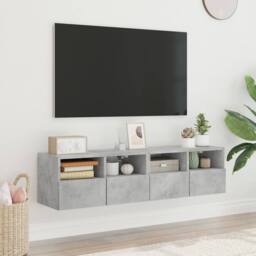 Berkfield Home TV Wall Cabinets 2 pcs Concrete Grey 60x30x30 cm Engineered Wood - Size: 60 x 30 x 30 cm - thumbnail 3