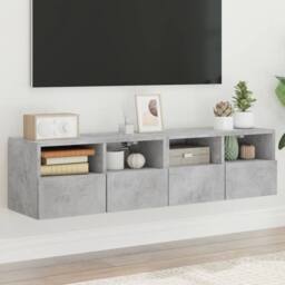 Berkfield Home TV Wall Cabinets 2 pcs Concrete Grey 60x30x30 cm Engineered Wood - Size: 60 x 30 x 30 cm - thumbnail 2