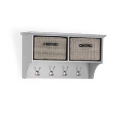 Statement Furniture Tetbury Coat Rack Hanging Shelf with 2 Grey Storage Baskets in Light Grey - thumbnail 3
