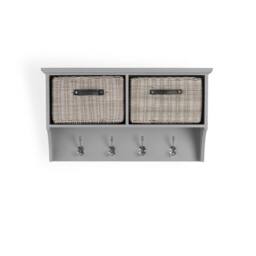 Statement Furniture Tetbury Coat Rack Hanging Shelf with 2 Grey Storage Baskets in Light Grey - thumbnail 2