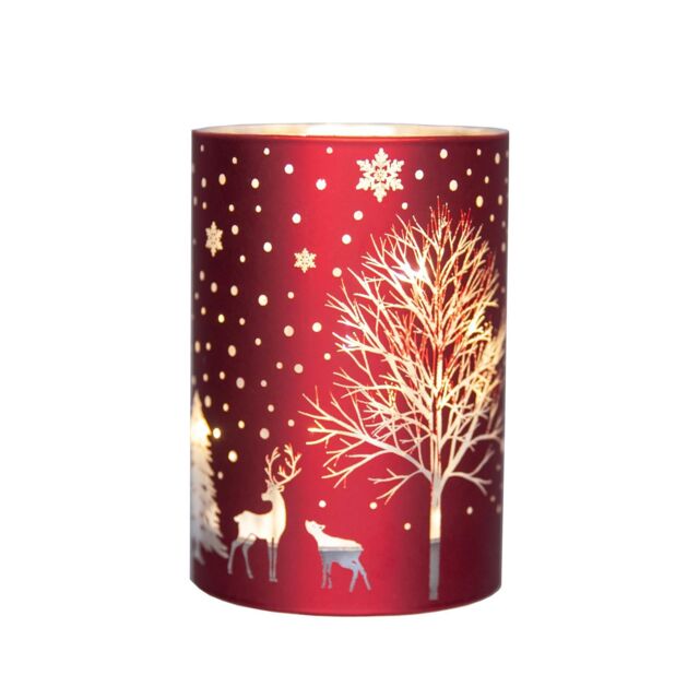 Shatchi 12cm Christmas Decorated Vase Led Red Glass Vase / Tree - image 1
