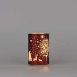 Shatchi 12cm Christmas Decorated Vase Led Red Glass Vase / Tree - thumbnail 3