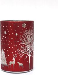 Shatchi 12cm Christmas Decorated Vase Led Red Glass Vase / Tree - thumbnail 2