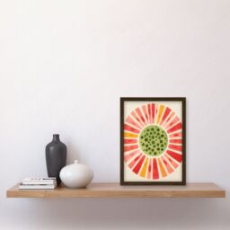 Artery8 Wall Art Print Abstract Watermelon Kitchen Artwork Bright Colourful Pastel Pigments Artwork Framed A4 in Brown - thumbnail 2