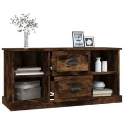 Berkfield Home TV Cabinet Smoked Oak 99.5x35.5x48 cm Engineered Wood in Brown - thumbnail 5