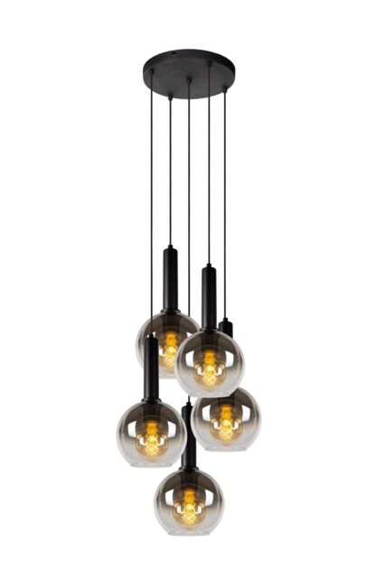 Lucide 'MARIUS' Dimmable Adjustable Indoor Cluster Pendant Light 5xE27 in Black - image 1