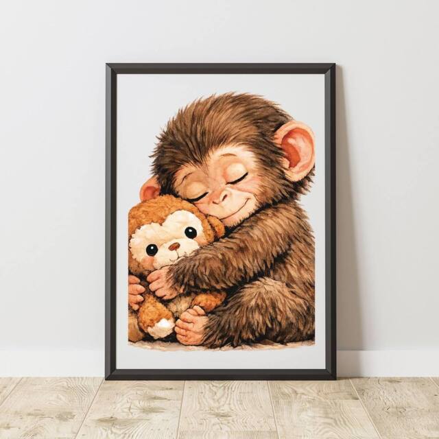 60 SECOND MAKEOVER Punch The Baby Monkey Print Motivational Inspirational Wall Art - Size: A4 - image 1