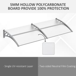 OUTSUNNY Door Canopy Awning Outdoor Window Rain Shelter for Door 196 x 75cm in Clear - Size: 196 x 75 cm - thumbnail 4