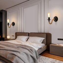 COMELY 2 Packs Wall Lamp, Industrial Wall Light, E27 Hemp Rope Retro Wall Lamp in Black - thumbnail 7