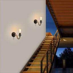 COMELY 2 Packs Wall Lamp, Industrial Wall Light, E27 Hemp Rope Retro Wall Lamp in Black - thumbnail 5