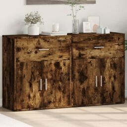 Berkfield Home Sideboards 2 pcs Smoked Oak 60x31x70 cm Engineered Wood in Brown - Size: 60 x 31 x 70 cm - thumbnail 1