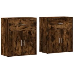 Berkfield Home Sideboards 2 pcs Smoked Oak 60x31x70 cm Engineered Wood in Brown - Size: 60 x 31 x 70 cm - thumbnail 2