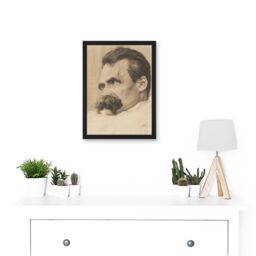 Artery8 Olde Portrait Philosopher Friedrich Nietzsche Drawing Artwork Framed Wall Art Print A4 in Black - thumbnail 2