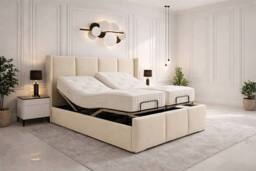 PARADISE BEDS LTD York Electric Adjustable Comfortable Bed with Headboard & Mattress in Cream - Size: Small Double - thumbnail 1
