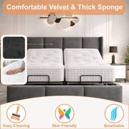 PARADISE BEDS LTD York Electric Adjustable Comfortable Bed with Headboard & Mattress in Cream - Size: Small Double - thumbnail 8