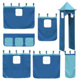 Berkfield Home Elegant Bunk Bed without Mattress with Slide & Curtains Blue 90 - thumbnail 6