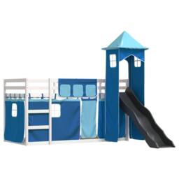 Berkfield Home Elegant Bunk Bed without Mattress with Slide & Curtains Blue 90