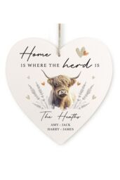 Personalised Memento Company Personalised Highland Cow Hanging Heart Ornament in White - thumbnail 1