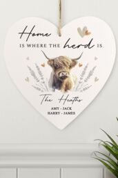 Personalised Memento Company Personalised Highland Cow Hanging Heart Ornament in White - thumbnail 4