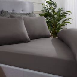 Smart Living Super Soft Microfibre Plain Dye Warm Cosy Bed Linen 32cm Fitted Sheet in Grey - Size: Single - thumbnail 1