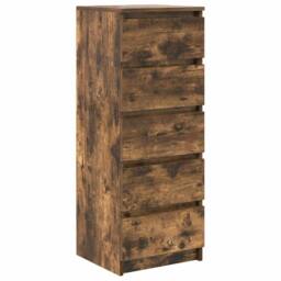 Berkfield Home Sideboard with Drawers Smoked Oak 37.5x35x99 cm Engineered Wood in Brown - thumbnail 1