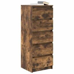 Berkfield Home Sideboard with Drawers Smoked Oak 37.5x35x99 cm Engineered Wood in Brown - thumbnail 4