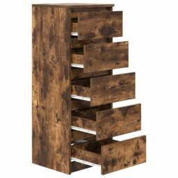 Berkfield Home Sideboard with Drawers Smoked Oak 37.5x35x99 cm Engineered Wood in Brown - thumbnail 5