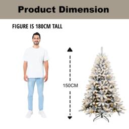Shatchi 5Ft Pre-Lit Yukon Snow Pine Christmas Tree with 130 Warm White LEDs - thumbnail 8