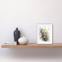 "Artery8 Wall Art Print Wild Flower Daisies in Bloom Modern Boho Watercolour Painting Artwork Framed 9X7 Inch in White - Size: W7"" x H9""" - thumbnail 2