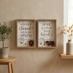 Garden Greatness Duo Relica Highland Cow Wall Plaques in Dark Red - thumbnail 1