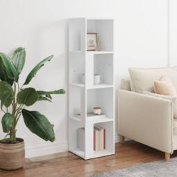 Berkfield Home Corner Cabinet White 33x33x132 cm Engineered Wood - Size: 33 x 33 x 132 cm - thumbnail 3