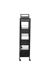 H&O Direct Kitchen Microwave-Oven Vegetable Storage Cart in Black - thumbnail 4