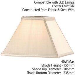 "Loops 9"" Inch Square Tapered Lamp Shade Oyster Faux Silk Fabric Cover Modern Elegant" - thumbnail 2