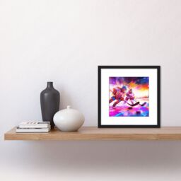 Artery8 Ice Hockey Players Battle For Puck Bright Winter Sport Oil Painting Square Wooden Framed Wall Art Print Picture 8X8 Inch in Black - thumbnail 2