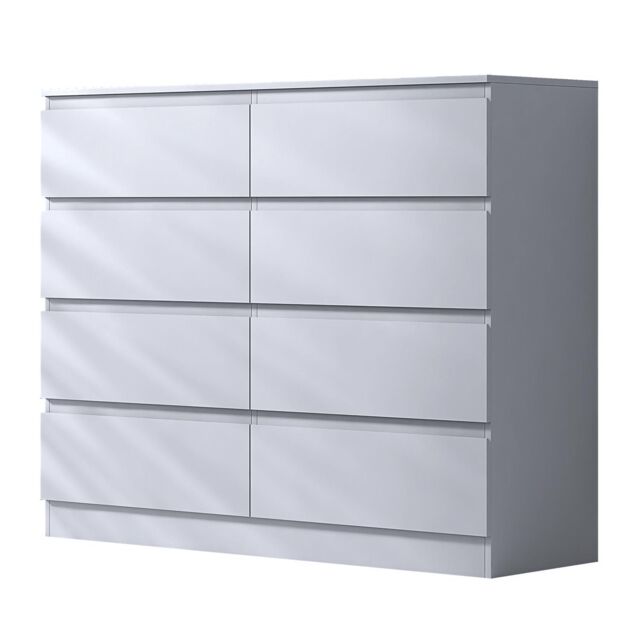 FWStyle Stora White 8 Drawer Modern Chest Of Drawers Extra Deep Storage Space - image 1