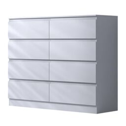 FWStyle Stora White 8 Drawer Modern Chest Of Drawers Extra Deep Storage Space - thumbnail 1
