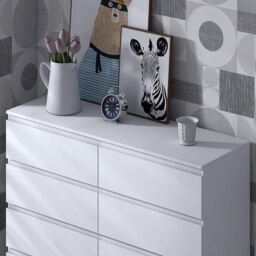 FWStyle Stora White 8 Drawer Modern Chest Of Drawers Extra Deep Storage Space - thumbnail 2