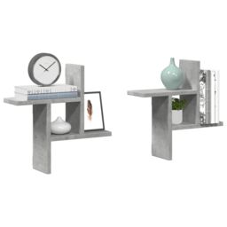Berkfield Home Wall Shelves 2 pcs Concrete Grey 38x12x38 cm Engineered Wood - Size: 38 x 12 x 38 cm