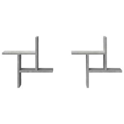 Berkfield Home Wall Shelves 2 pcs Concrete Grey 38x12x38 cm Engineered Wood - Size: 38 x 12 x 38 cm - thumbnail 4