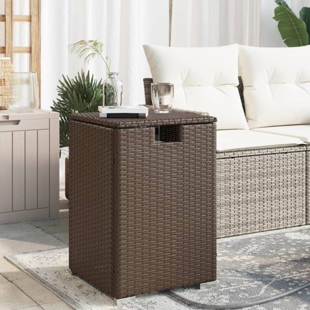Berkfield Home Propane Tank Cover Table Brown 40x40x60 cm Poly Rattan - Size: 40 x 40 x 60 cm - image 1