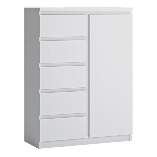 Furniture To Go Fribo 1 Door 5 Drawer Cabinet in White