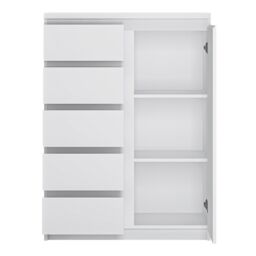 Furniture To Go Fribo 1 Door 5 Drawer Cabinet in White - thumbnail 2