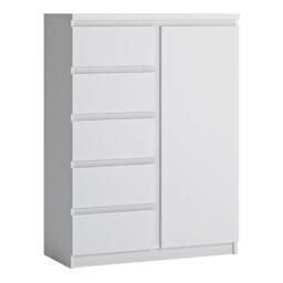 Furniture To Go Fribo 1 Door 5 Drawer Cabinet in White - thumbnail 1