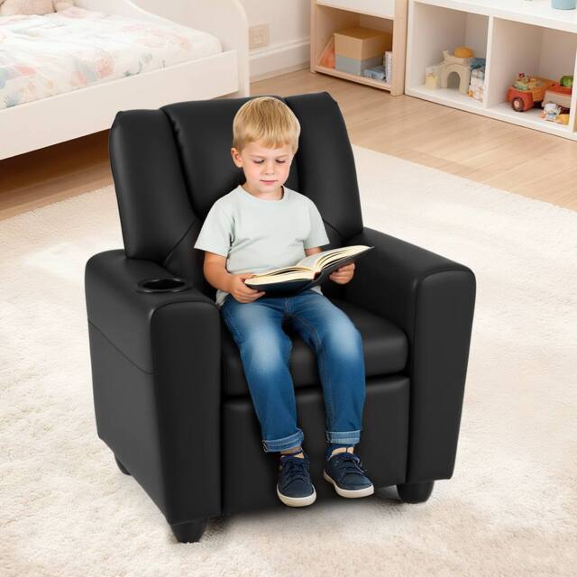 CASART Kids Recliner Chair Adjustable Toddler Lounge Chair Armchair Sofa in Black - image 1
