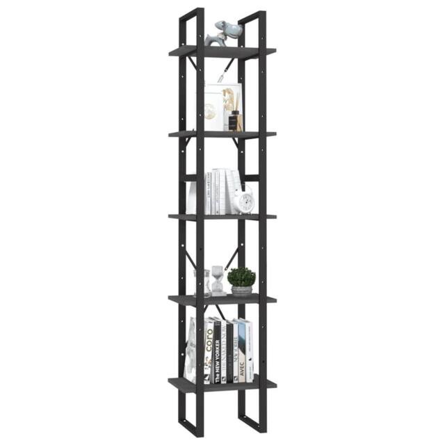 Berkfield Home Modern 5-Tier Book Cabinet Grey 40x30x175 cm Pinewood - Size: 40 x 30 x 175 cm - image 1