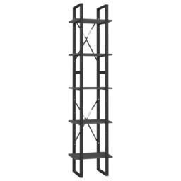 Berkfield Home Modern 5-Tier Book Cabinet Grey 40x30x175 cm Pinewood - Size: 40 x 30 x 175 cm - thumbnail 3