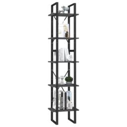 Berkfield Home Modern 5-Tier Book Cabinet Grey 40x30x175 cm Pinewood - Size: 40 x 30 x 175 cm - thumbnail 1